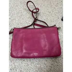 Fossil‎ Pink Fuchsia Leather Crossbody Bag Shoulder Bag Clutch Bag